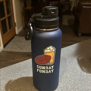 Life Is Good Navy Blue Insulated Bottle with Sunday Funday Graphic